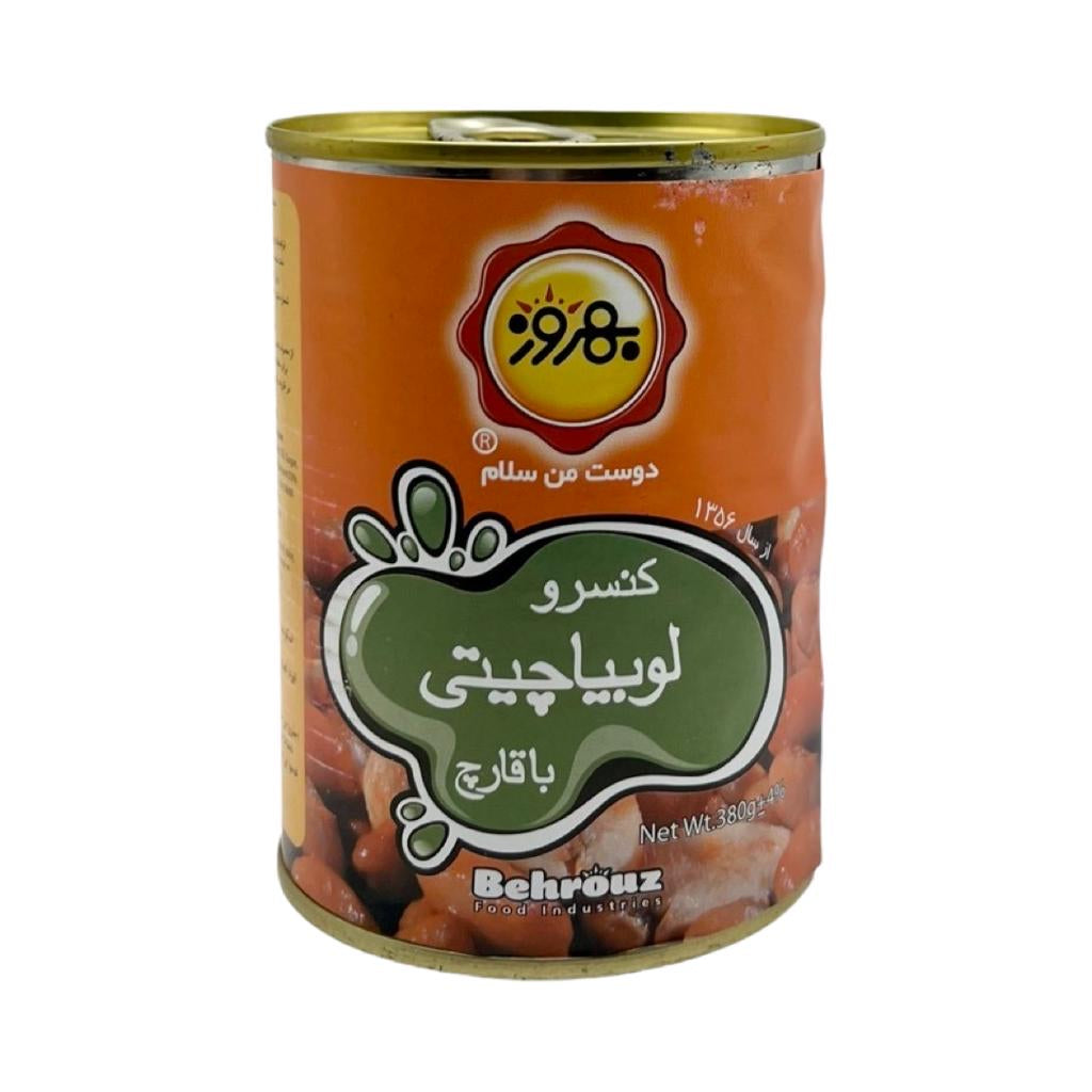 Behrouz Canned Baked Pinto Beans with Mushroom - Loobia Chiti - کنسرو لوبیا چیتی با قارچ