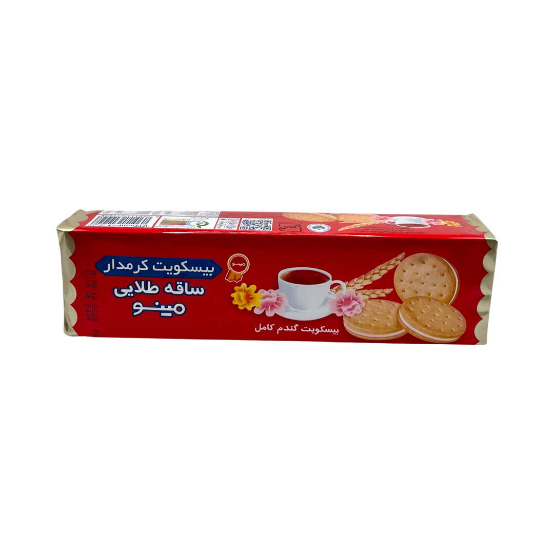 Minoo Saghe Talaie Cream Biscuit - Whole Wheat - بیسکویت کرمدار ساقه طلایی