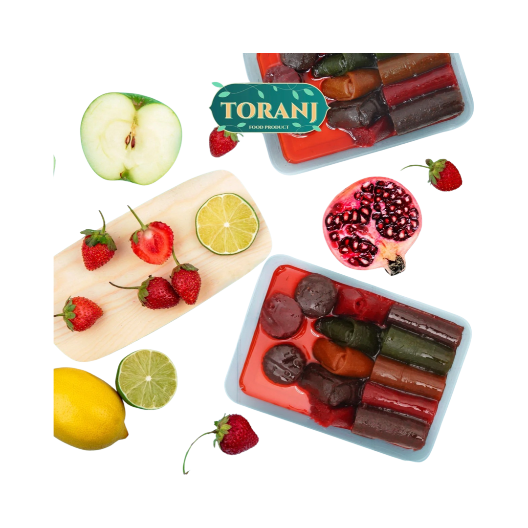 Toranj Fancy Fruit Roll with Sour Sauce - Lavashak - لواشک چند طعم فنسی