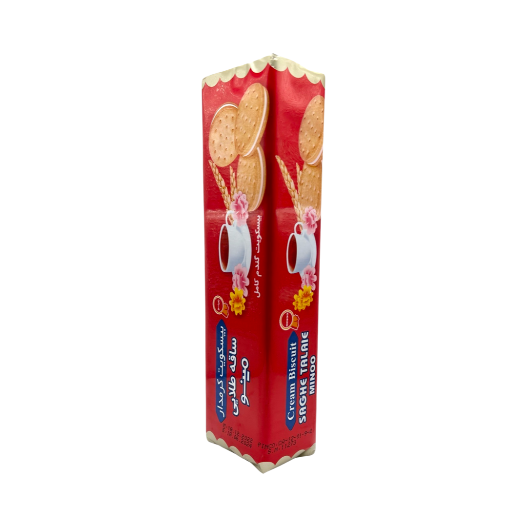 Minoo Saghe Talaie Cream Biscuit - Whole Wheat - بیسکویت کرمدار ساقه طلایی