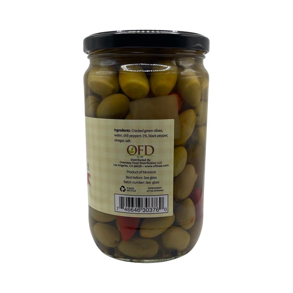 Golchin Cracked Green Olives with Chili Peppers - Zaytoon - زیتون سبز با فلفل