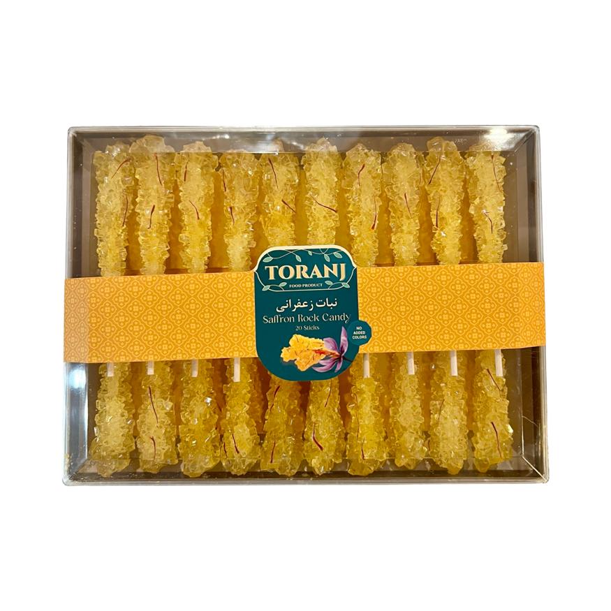 Toranj Saffron Rock Candy - 20 Sticks - Nabat - نبات زعفرانی